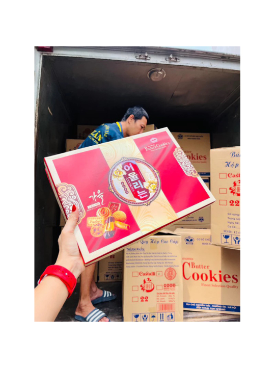 HỘP Bánh quy bơ Butter Cookies - LÀM Tựa Lưng gói quà đẹp