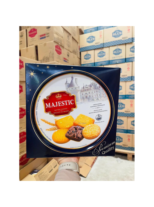 Date xa 9/ 2025 Bánh hộp thiếc Majestic 382g kèm túi xách giấy